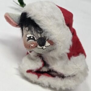 VINTAGE Annalee Christmas Mouse Holiday Doll in Santa Hat‎ 1965 Hand Painted